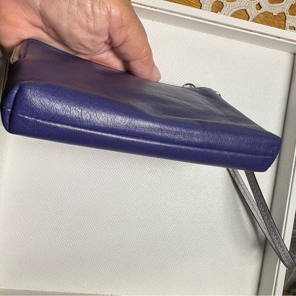 Coach Periwinkle Blue & Cream Double Corner Zip Wristlet - Picture 13 of 14